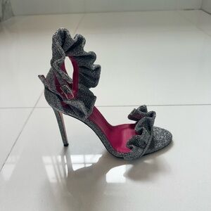 Oscar tye Elegant Silver Ruffle High Heels